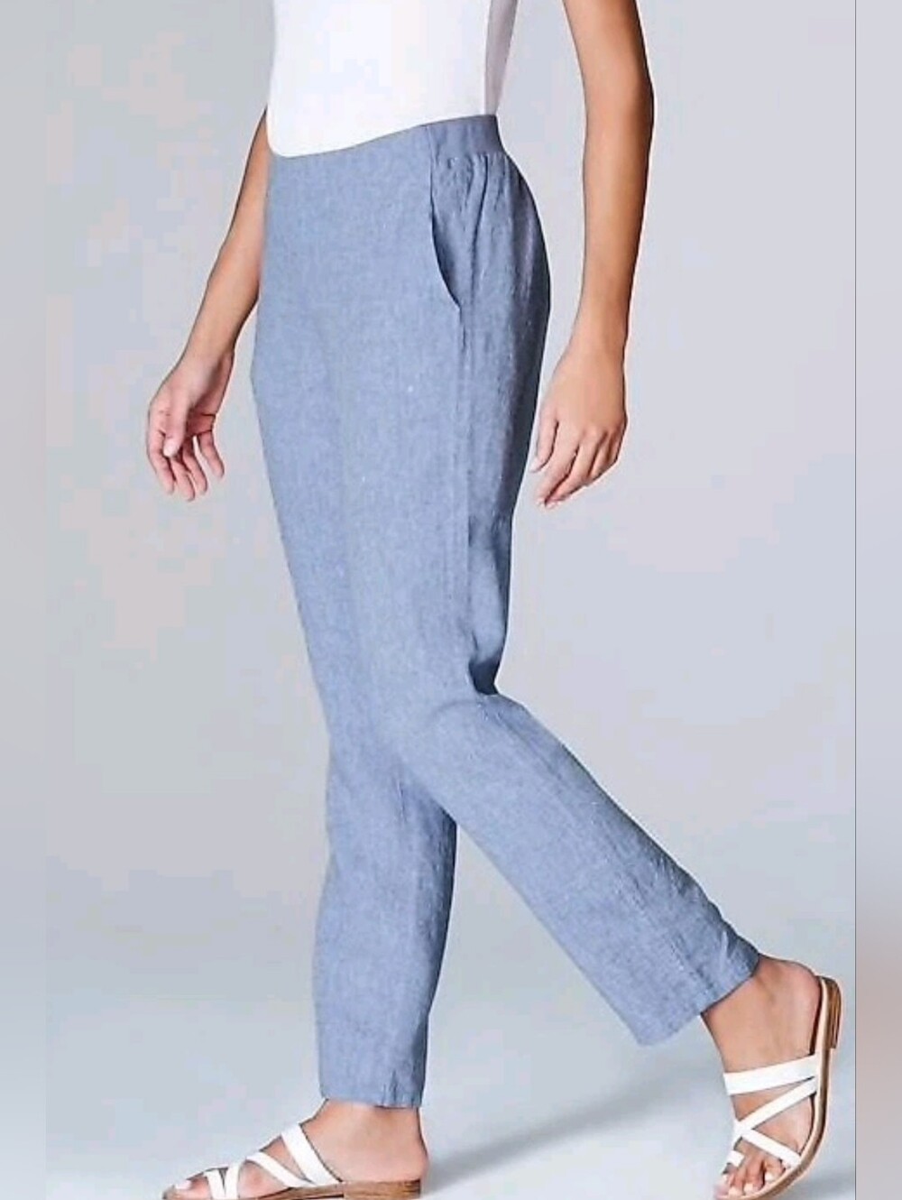 J. Jill Love 100% Linen Chambray Pull On Pants S Relaxed